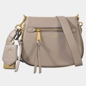 Marc Jacobs Recruit Nomad Mink Gray-Taupe Pebbled Leather Crossbody Saddlebag